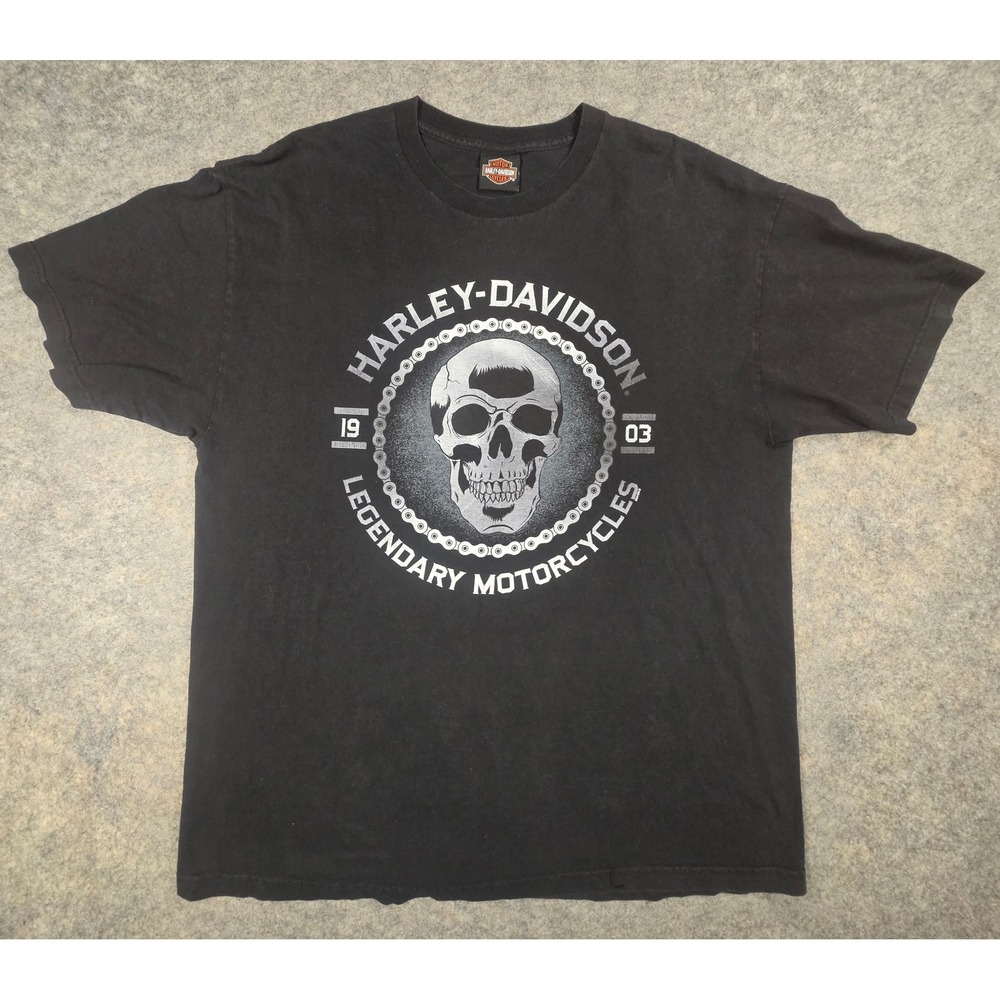 Harley-Davidson Iron Eagle Galesburg IL Skull Graphic T-Shirt Black XL